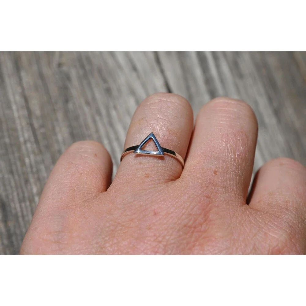 Triangle silver ring simple wedding band 2mm wide sterling silver ring minimalis